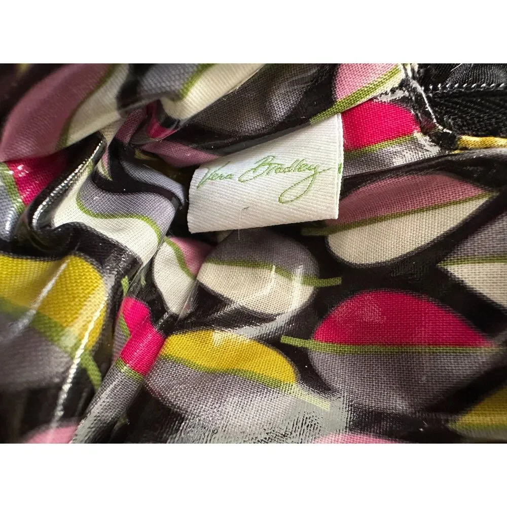 Vera Bradley Black Quilted Ruffled Cosmetics Makeup Bag Beauty Travel Pouch